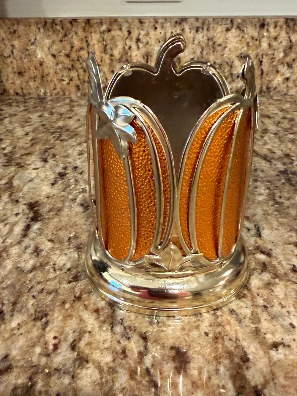 Bath & Body Works BBW Fall Orange Pumpkin Metal Foam Soap Autumn Holder